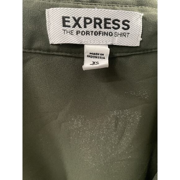 Express Green Polyester Chiffon Button-Up Top - Picture 3 of 4